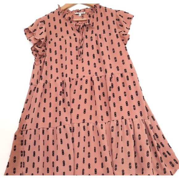 Moon River Womens Boho Tiered Ruffle Sleeve Dress L Textured Cottagecore Summer - Picture 1 of 11